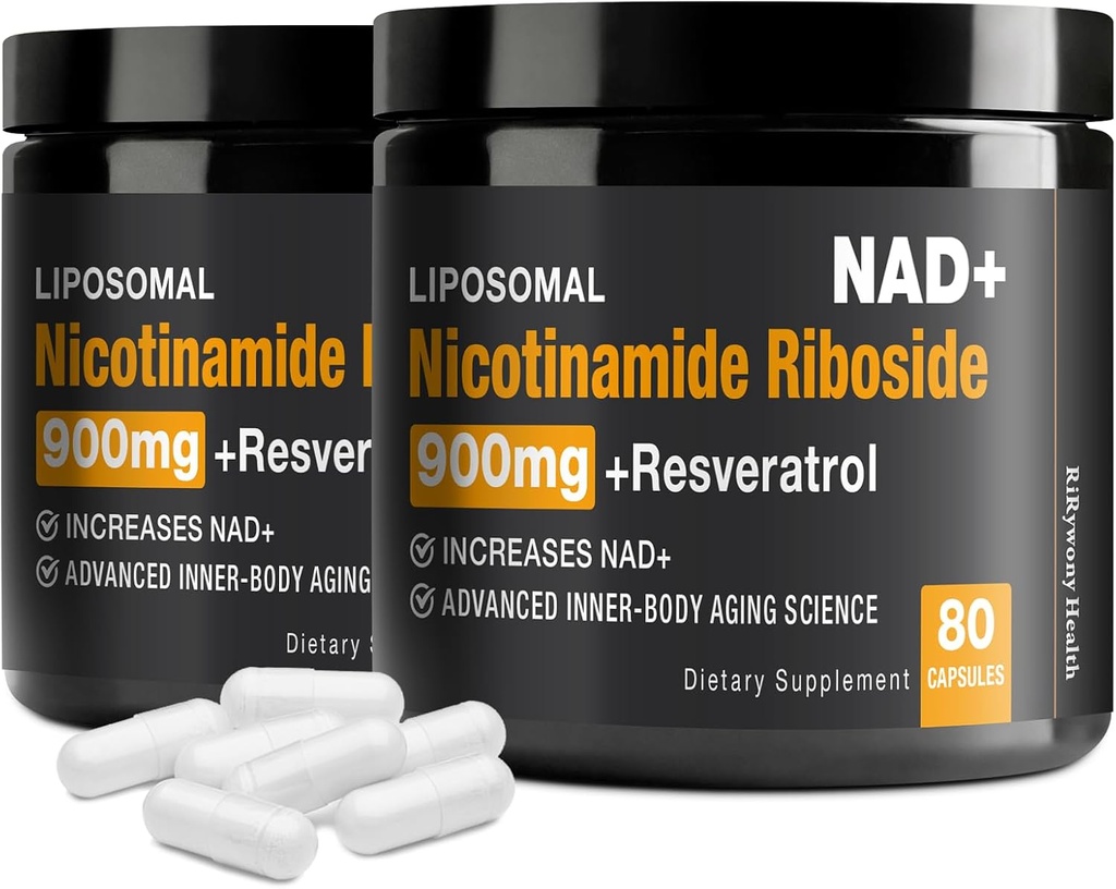 Tambahan NAD - NAD + dengan Nicotinamide Riboside (NR) dan Resveratrol Quercetin 900mg Pure Organik NAD Plus untuk Cellular Repair Healthy Aging Fungsi Otak (2 Pack)