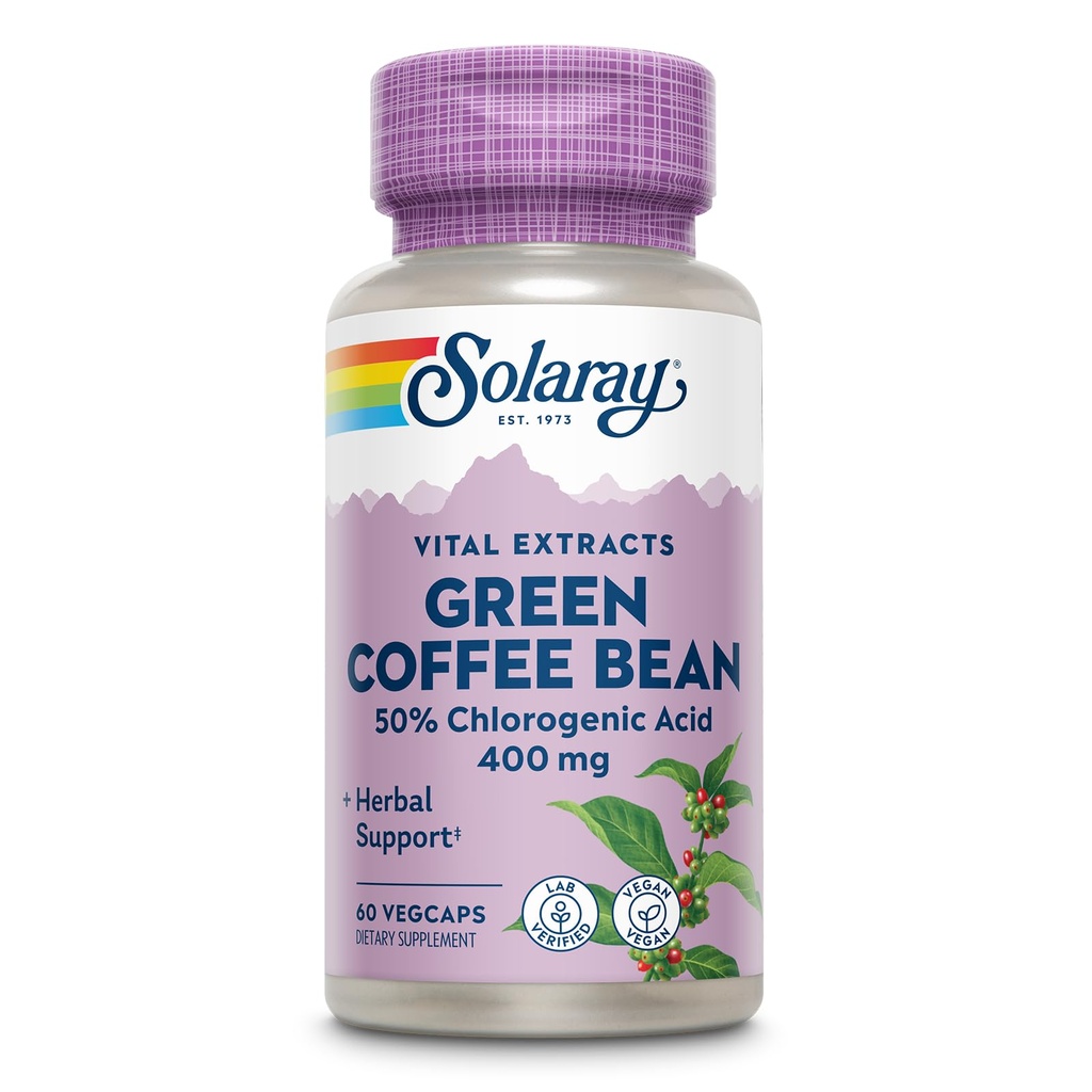 SOLARAY Dijamin Potency Green Coffee Bean Extract, Veg Cap (Btles-Plastic) 400mg 124; 60ct