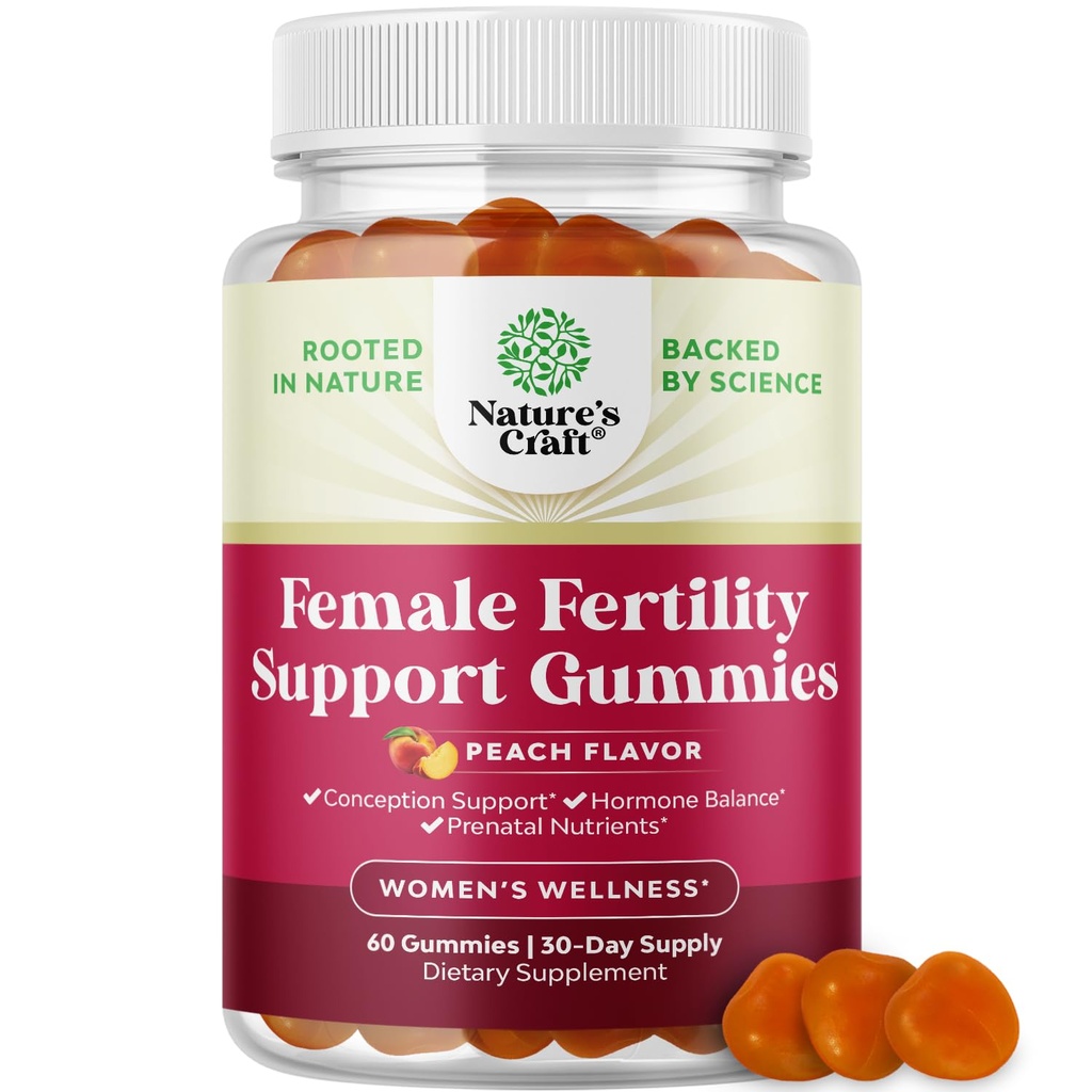 Gutility for Women Trying to Conceive - Yummy Gummy Fertility Suplement for Women with Myo- Inositol Folic Acid & Vitex Chasteberry - Vegan Non-GMO & Gluten Free Peach (30 Pelayan)