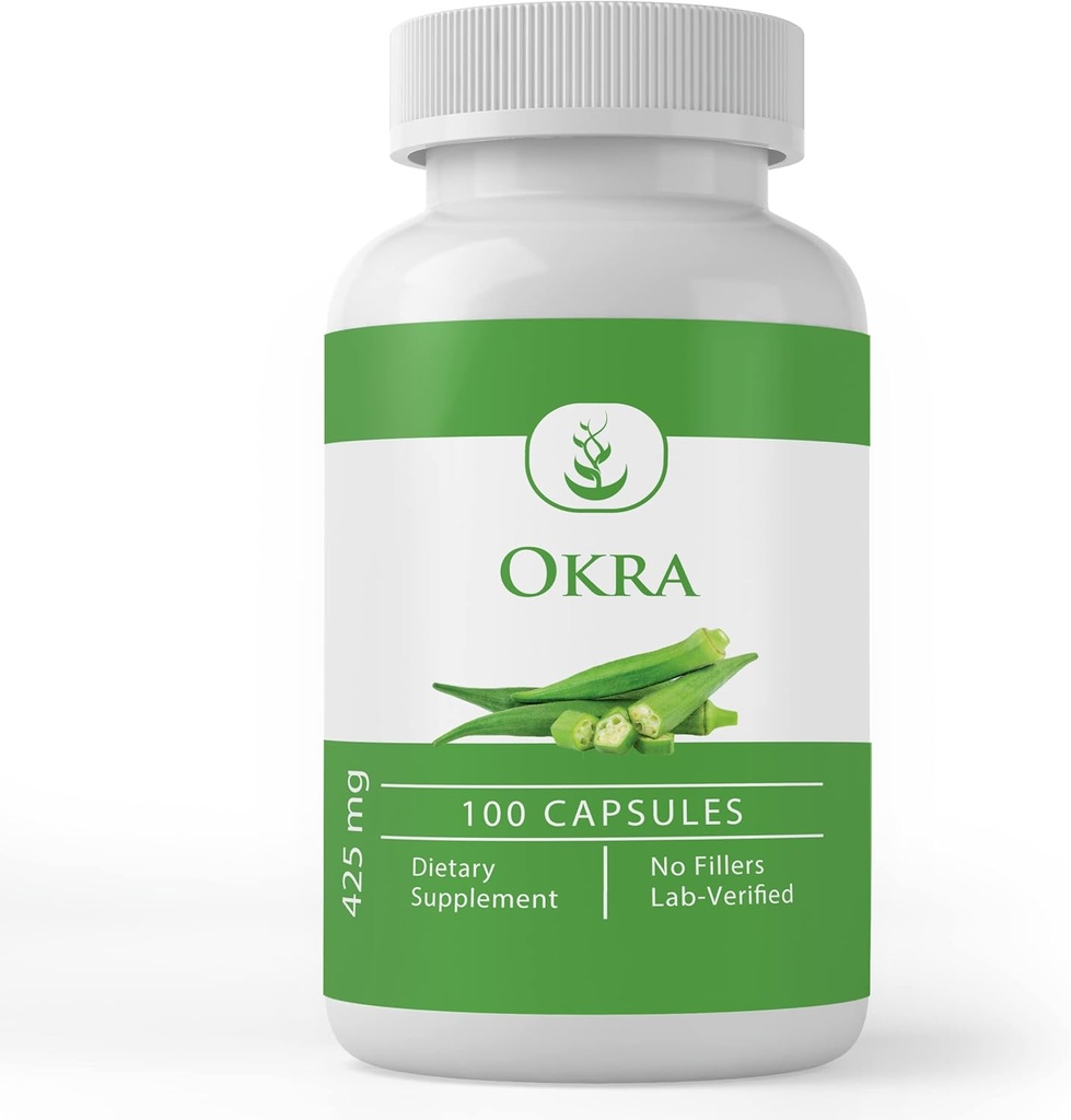 Ingrediens Asli Okra Ekstrak (100 Capsules), Selalu Murni, Tidak Ada Addicitives atau Fillers