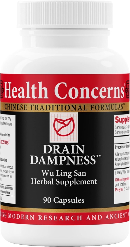 Kesehatan menyangkut Drain Dampness - Kidney Dukungan Retention Relief - Cina Herbal Formula dengan Alisma, Poria, Polyporus, Cinnamon - 2250 mg Kembang Proprietary Herbal - 90 Capsules