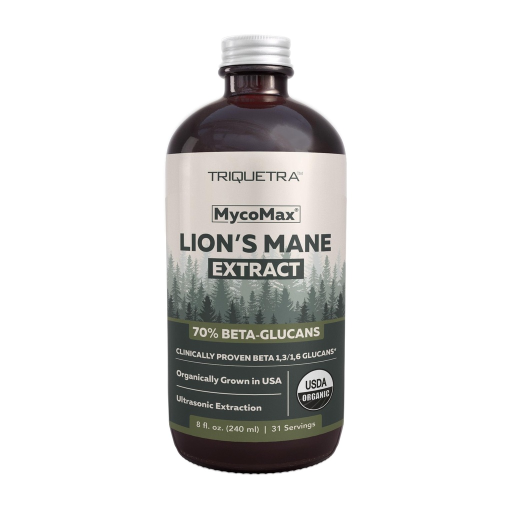 MycoMax Lions Mane Extract - 70% Beta Glugans, Max Potency Organic Lions Mane Suplemen, US Grown + Ultrasonic Extraction - 500 mg per layers - Mental Clarity, Focus and Memory - 8 oz.