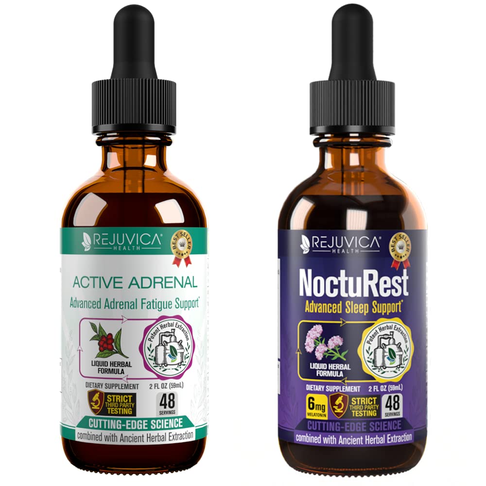Aktif Adrenal + Nocturest - Mendukung Kesehatan Adrenal + Sleep- Liquid Deliquid for Better Absorpsi - Rhodiola, Hops, Holy Basil, Melbardin, Ashwagandha & More!