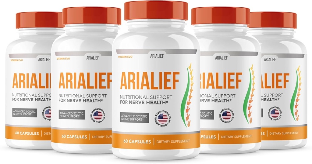 (5 Pack) Arialief Sciatica Nerve Dups, Arialeaf Advanced Nerve Health, Arialeaf Palm Sciatica, Aria Leaf Primepale Aria Lief, Nerve Relief Sciatic Soothing (300 Capsules)