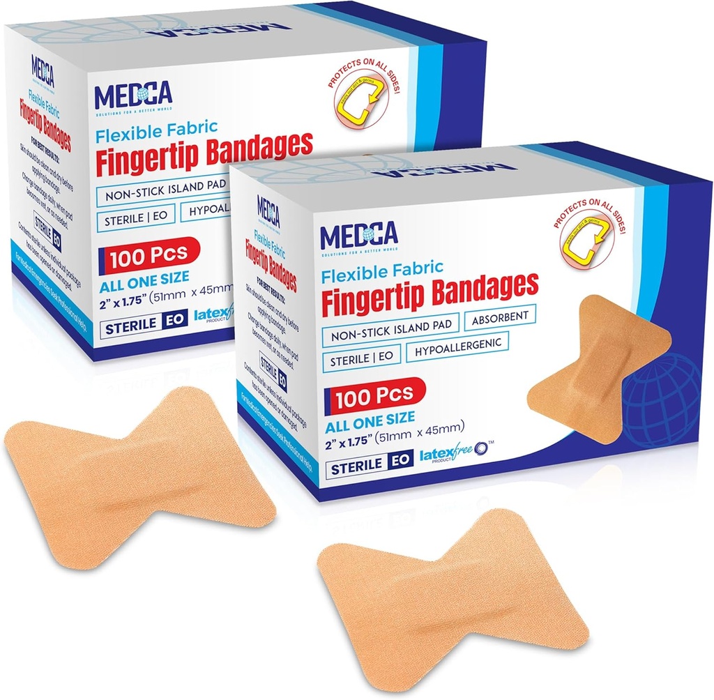Flex Fabric Adhesive Bandages - Finger- Tip Bandages for Finger Care and to Protect Wounds from Infeksi - (200 Cacah)