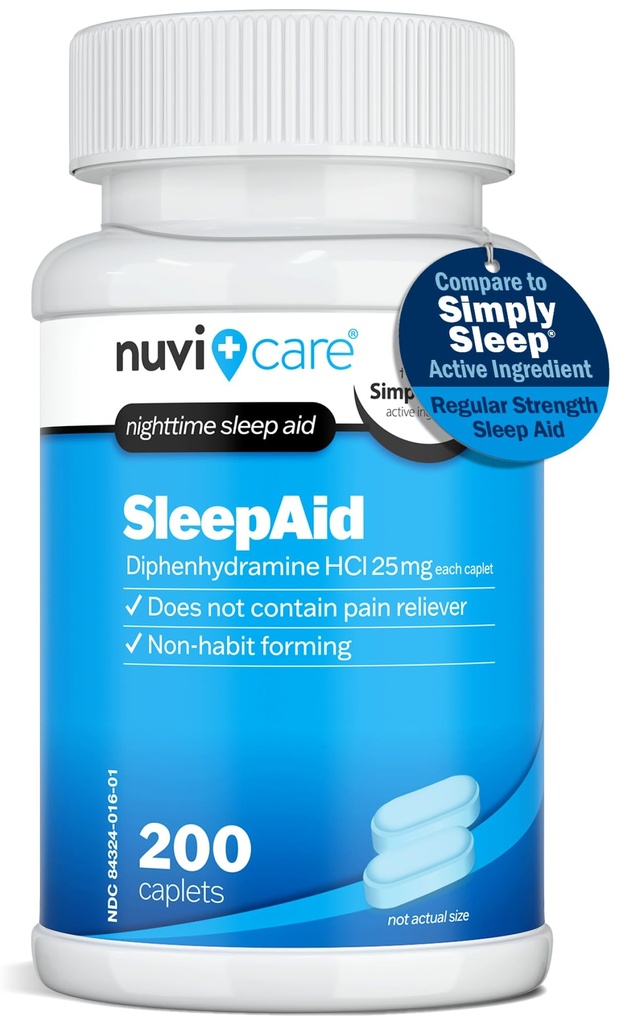 NIFtime Sleep Aid with Diphenhydramine HCI 25 mg - Non Habit Forming Reguler Strange Pill for Dewata - Does Not Contain Pain Reliever - OTC Sleep Aids for Adults (200 Caplets)
