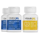 Suplemen Dukungan Gabungan OmegaXL - Dukungan Muscle / Imune Alam, 60 Softgels (2 Pack) & VitaminXL D3 Tinggi Potensi Vitamin D 5000 IU 125mcg Tambahan (30 Softgels)