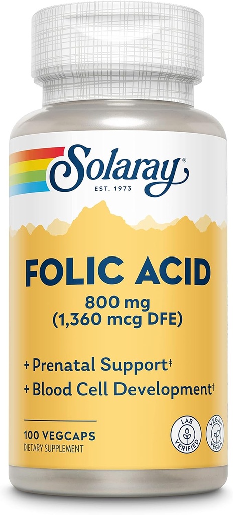 Capsules Folic SOLARAY, 1360mcg 124; 100 Count 124; Paket 2