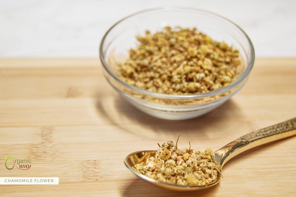 Jalan Organik Chamomile Flower Whole (Matricaria chamomilla) - Herbal Tea 124; European Wild- Harvest 124; Kosher & USher Disertifikasi 124; Vegan, Non- GMO & Gluten Free 124; 100% Raw dari Albania (2Oz)