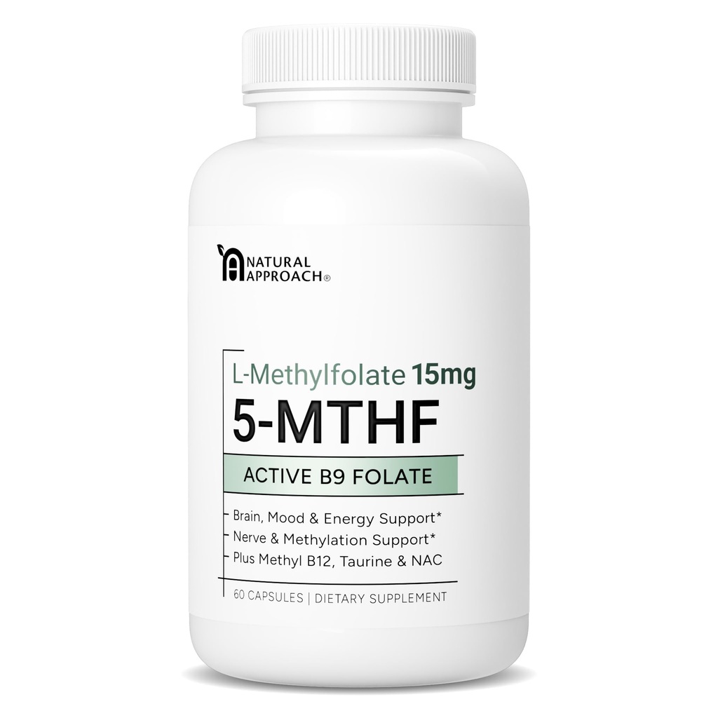 Metode 15mg plus Metil B12, D3, Taurine & NAC 124; MTHFR - FriendFriendFriend (Potency Tinggi); Bentuk Bioaktif dari Vitamin B9 & B12; Tambahan untuk Mood, Methylation, & Kognition 124; 60 Capsules