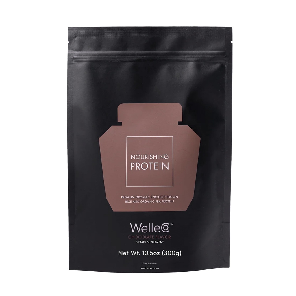 WelleCo Plant - berbasis Chocolate Protein Powder, Organic Brown Rice & Pea Blend, 16g Protein per Serving, Dairy- Free Supplemen Energi, Pembangunan Nuklir Harian & Harian, 10,5 oz