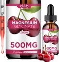 Magnesium Glycinate Suplement, Magnesium Glycinate Liquid Drops 500mg with Calcium, Zinc, Vitamin B6, D3, L- Theanine, Omega 3 for Sleep, Mood, Stress Relief, Bone, Muscle, Cherry Flavor