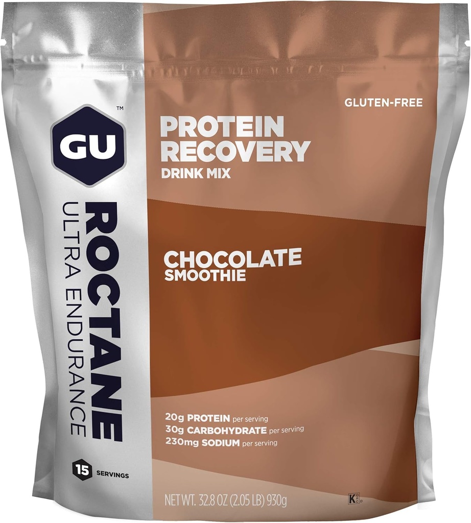 Energi GU Roctane Ultra Endurance Protein Recovery Mix, Gluten- Free and Kosher Dairy, Recovery Dukungan Setelah Setiap Kerja, 15 - Serving Pouch, Chocolate Smoothie