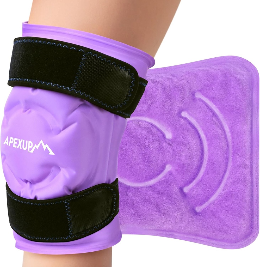 Paket es APEXUP untuk Relief Pain Knee, Perban Berguna Ulang Besar Setelah Operasi, Paket Dingin Fleksible Gel untuk Injuries, Relief Sakit untuk Kembali, Bahu, Elbow, Ankle dan Leg (Purple, L 1PK)