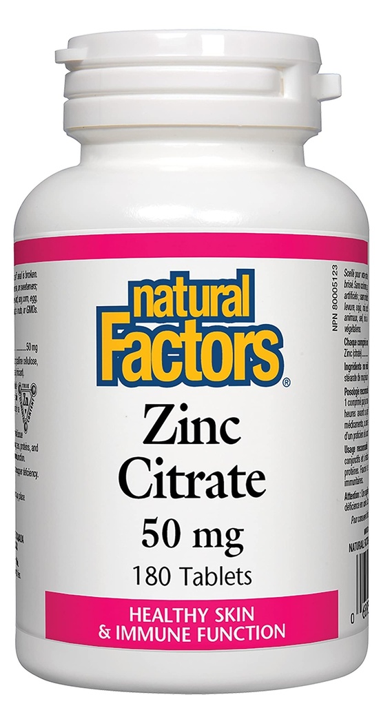 Faktor Alam - Zinc Citrate 50mg, Dukungan untuk Fungsi Skin & Imune Sehat, 180 Tablet