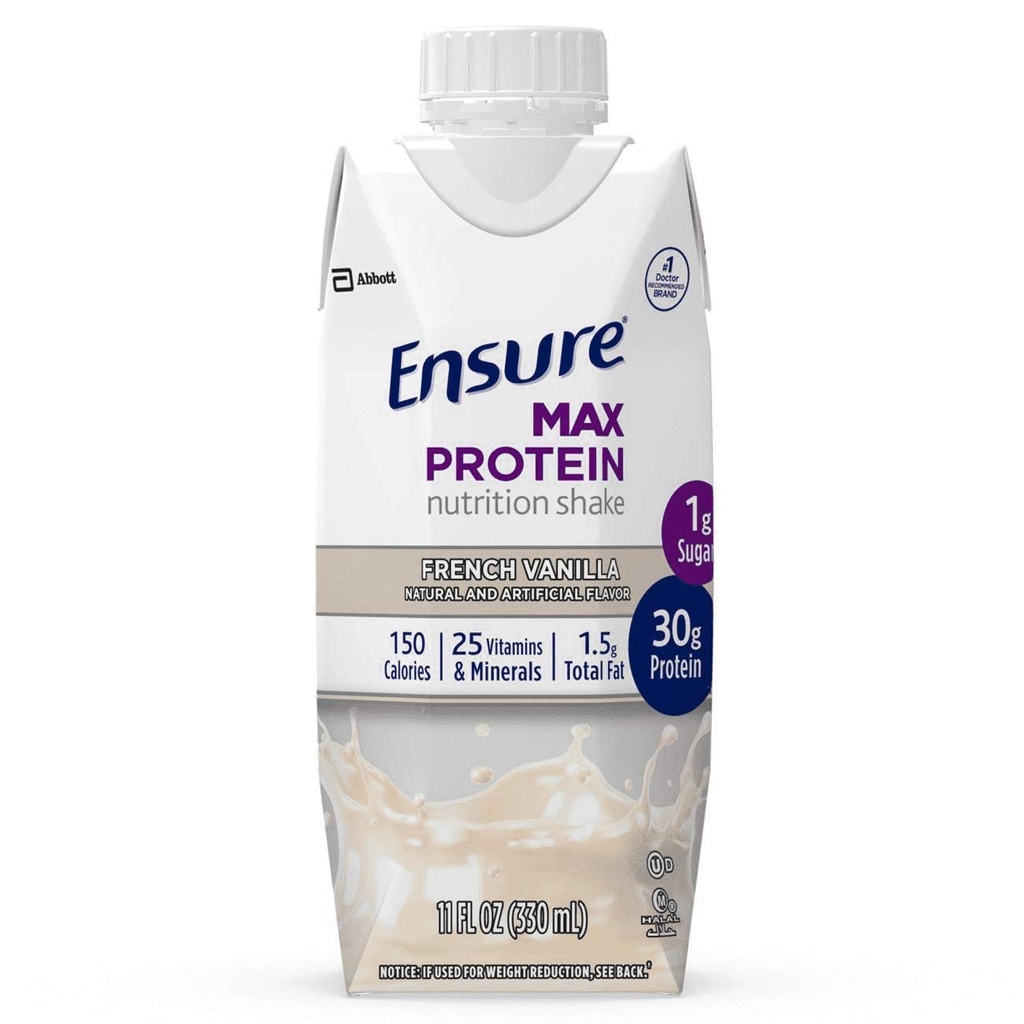 Pastikan Max Protein Nutrition Shake French Vanilla 4 Cartons, Total Weight 44 lf oz
