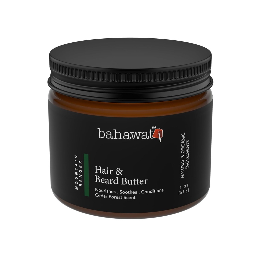 BAHAWAT Hair & Beard Butter for Men Leave- in Conditioner - Aroma Hutan Cedar - Strengthen & Softer - Made in USA -Organic Natural Ingreations 124; The Best Beard Butter - 2 oz.