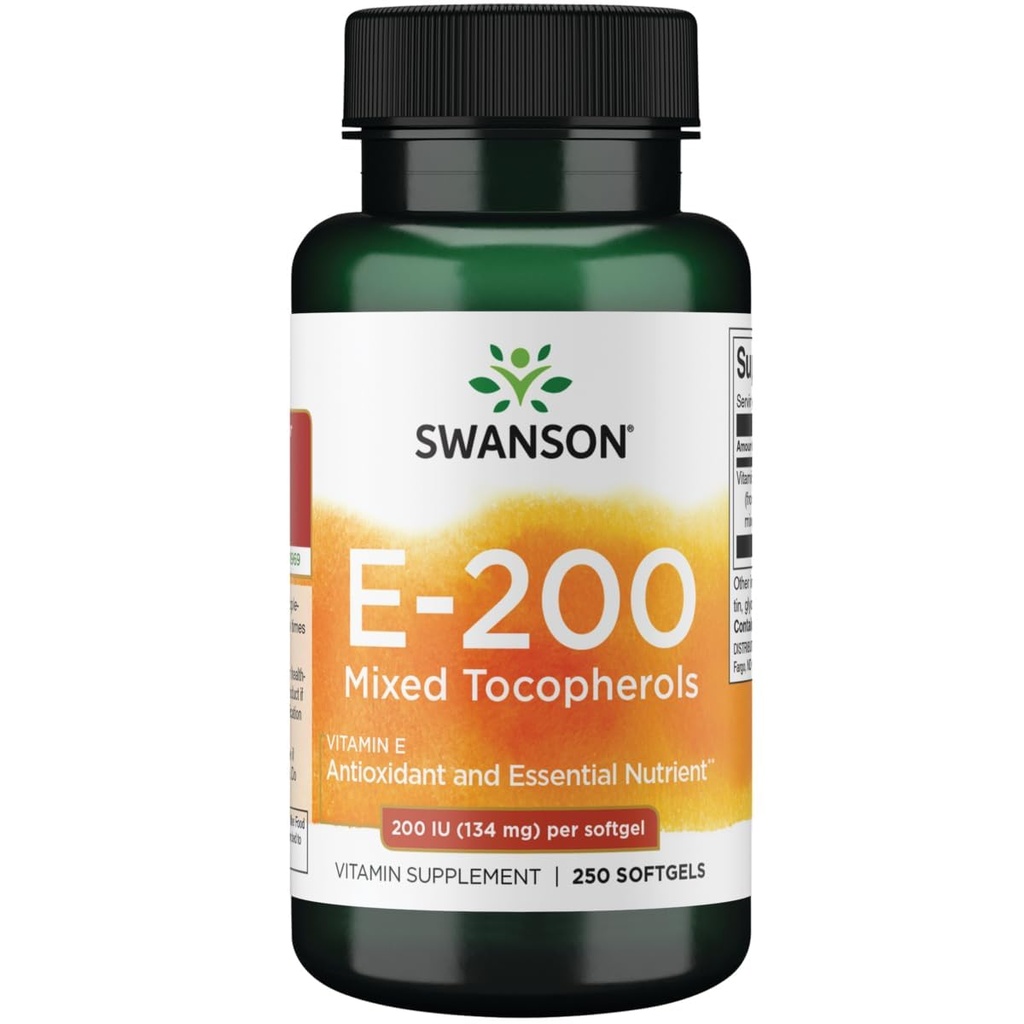 Swanson Vitamin E Mixed Tokopherol 200 Iu (134 juta) 250 Sgels