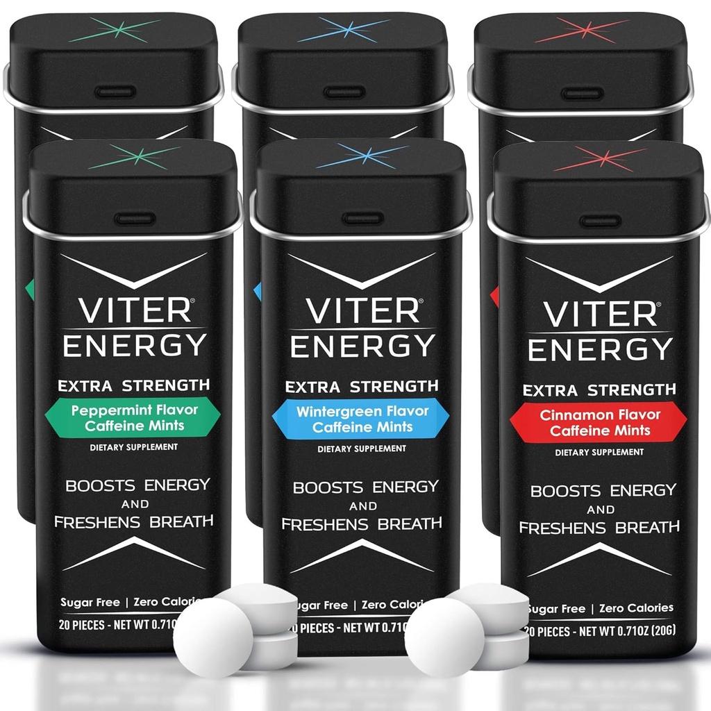 Caffeinated Mints 80mg Caffeine, B Vitamin, Sugar Free.