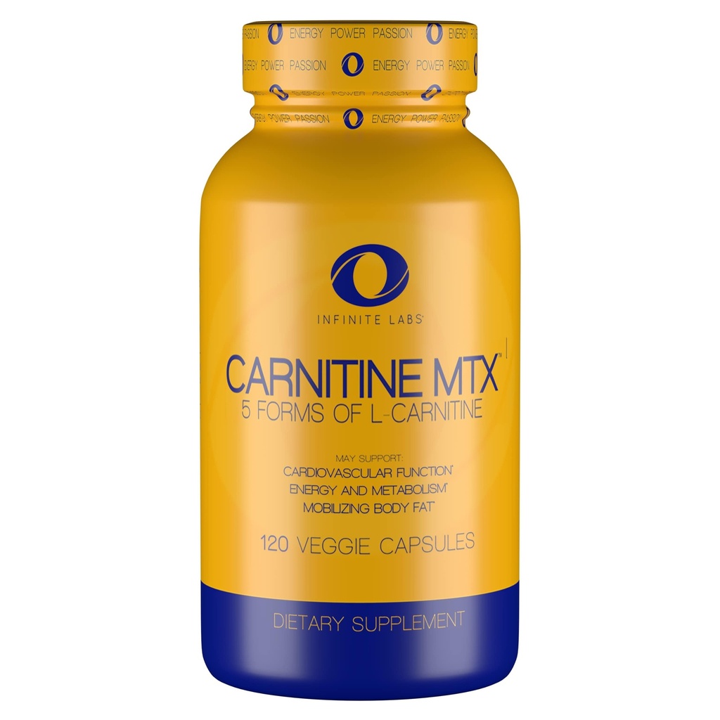 Infinite Labs L Carnitine 1000mg MTX - Amino Acid Blend of Carnitine Fumarate, L- Carnitine L- Tarcrat, Acetyl L- Carnitine HCL, L- Carnitine Base 120 Vevgie Capsules.