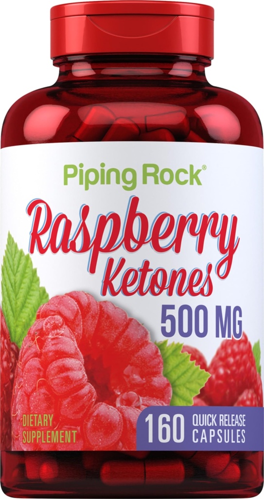 Pipping Rock Raspberry Ketones 500mg 124; 160 Capsules 14; Non-GMO & Gluten Free Suplement