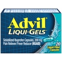Advil Liqui- Gels Pain Reliever and Fever Reducer, Pain Medicine for Adults with Ibuprofen 200mg for Headache, Bacache, Menstrual Pain and Joint Pain Relief - 20 Liquid Filed Capsules