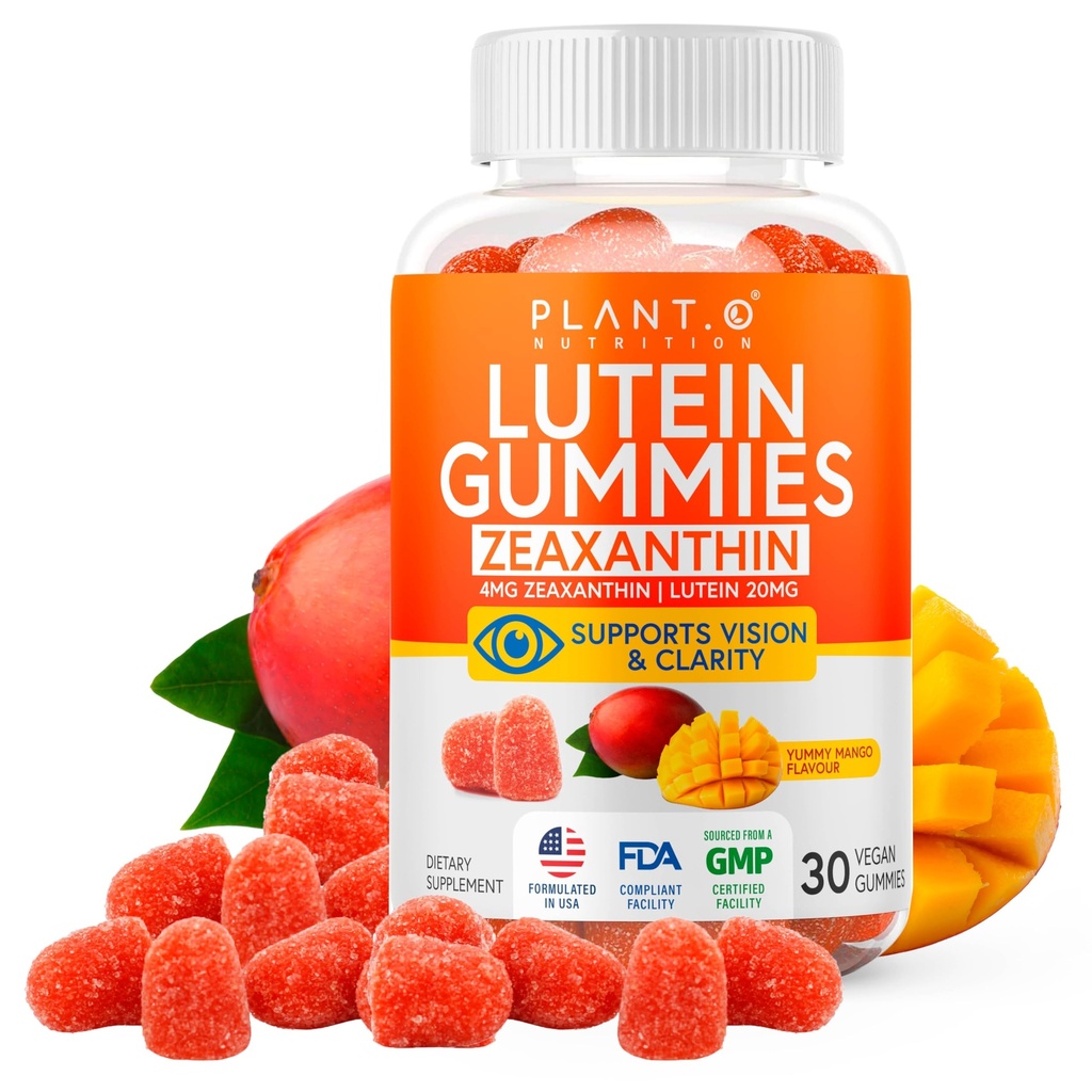 Lutein & Gibxanthin Gummies - Delicious Vegan Eye Vitamin Clinically Studied 20mg Lutein dan Dalxanthin for Vision Clarity Dry Eye Relief and Blue Light Support