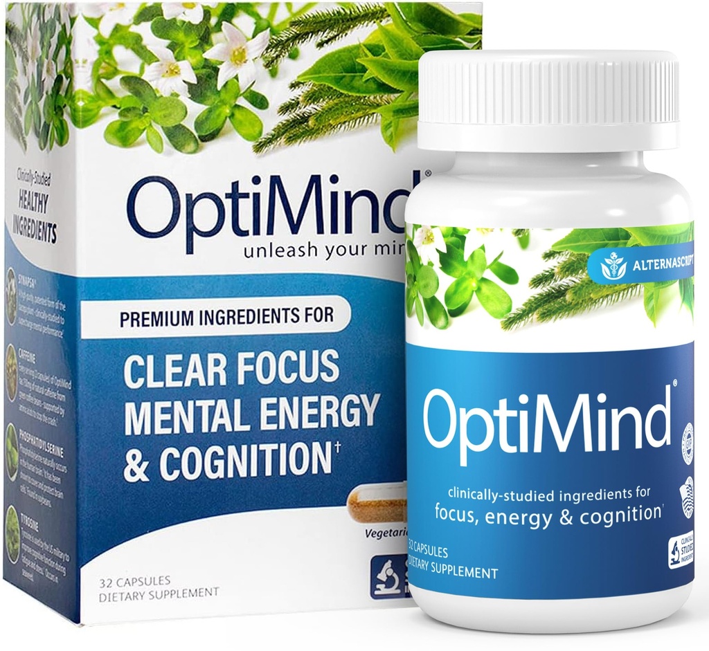 Optimind Basopa Monnieri Brain Suplement for Memory and Focus, Nootropics with Phoshatidyserine, Huperzine A, Non-GMO, Clinical Studied Ingredians, 32 Capsules