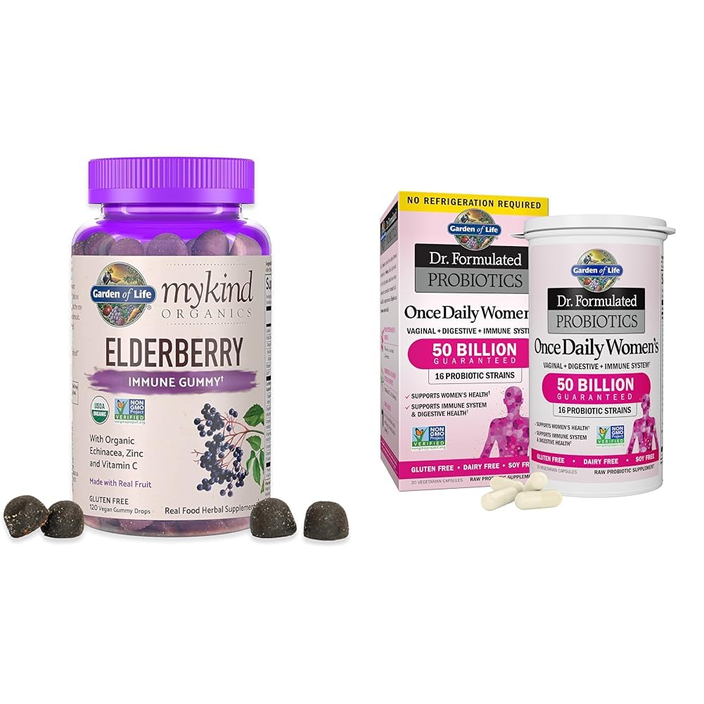 Taman Kehidupan Organik Elderberry Gummies untuk Dewasa & Anak-Anak - Hamilune Dukungan Suplemen dengan Organ Buah &, Dr Formulated Progories Wanita Sekali Harian, 16 Selat, 50 Miliar, 30 Kapsul