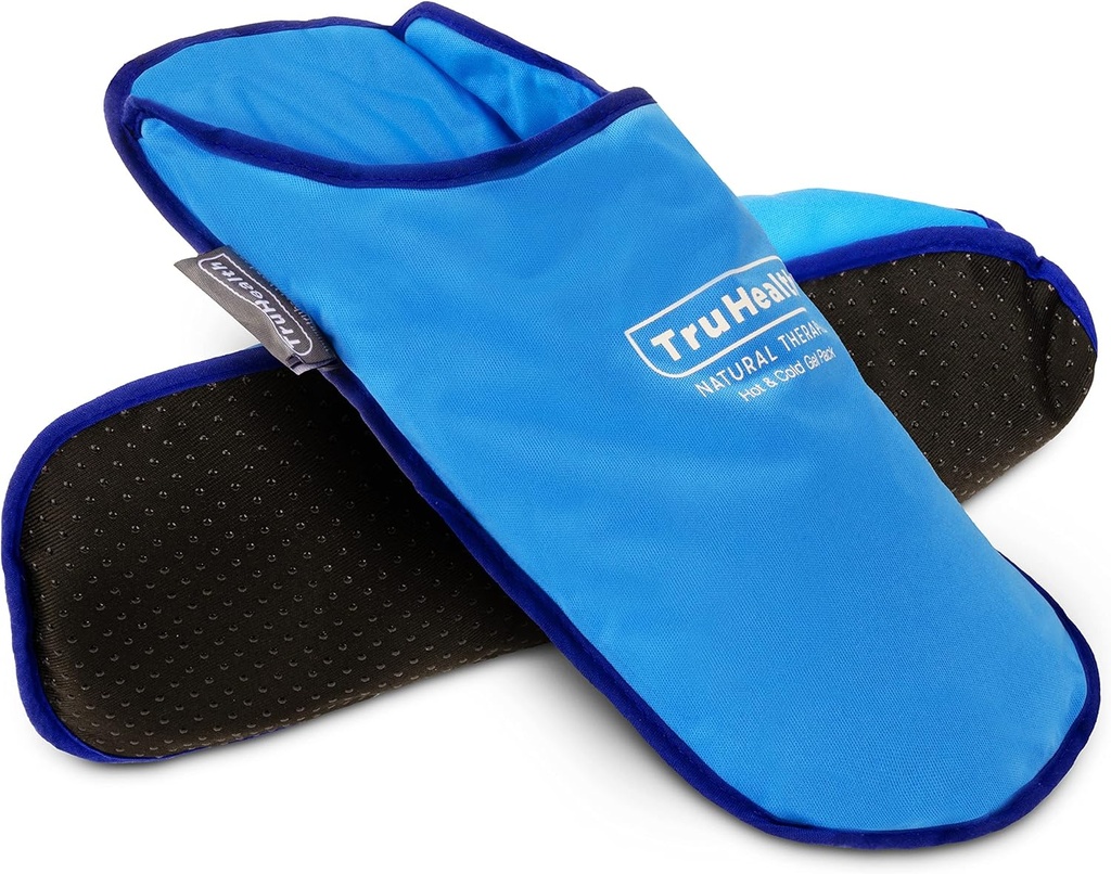 Slippers Ice Pack for Neuropathy Relief - 1 Pair, Blue Vinyl Gel - Ice Pack Wraps & Cold Slippers for Swinet Feet Relief - Hot & Cold Therapy for Plantar Fasciitis & Burning Sensation