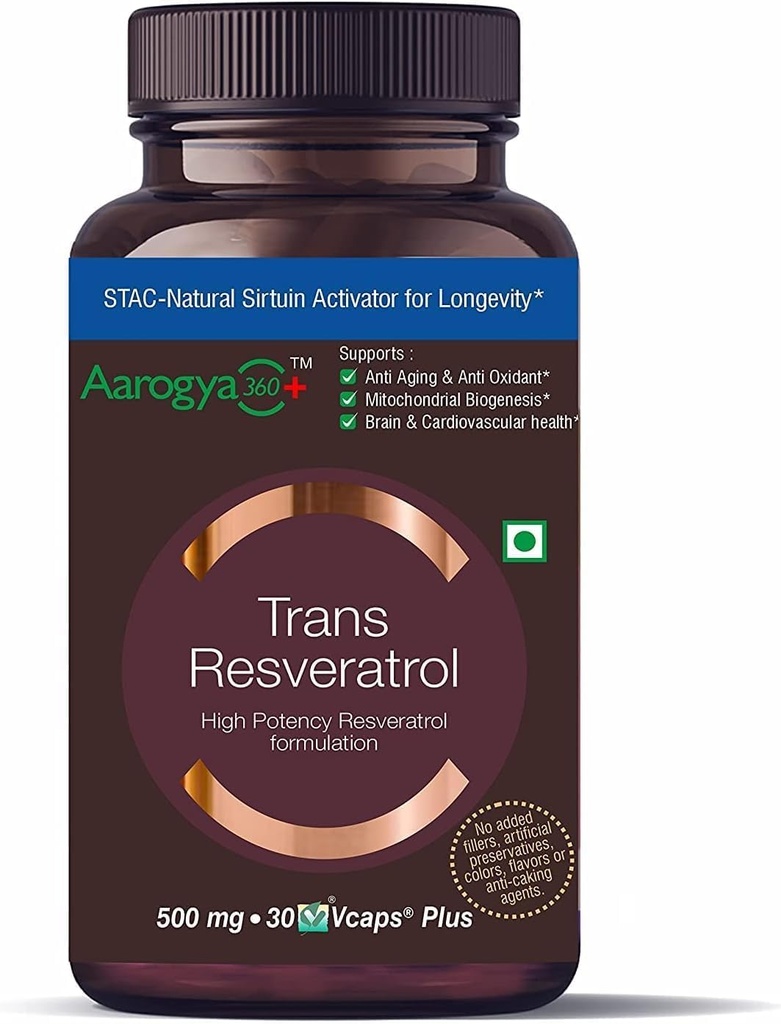 Murni Trans Resveratrol 500 mg dengan Bio Perine Anti Aging Skin Care Antioxidant Suplemen untuk Kesehatan Hati & Daily Imune Dukungan 30 Veg Capsules 124; untuk Absorpsi Superior