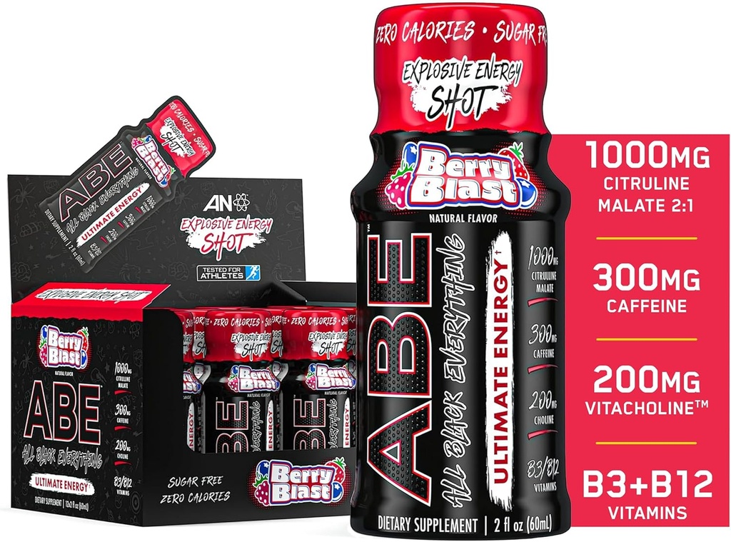 Semua Black Everything Energy Shots 124; 12 Pack 124; 300mg Caffeine 124; Berry Blast 14; Zero Sugar 14; Energy Focus Supplemen 124; Nootropic Blend for Gym or Work
