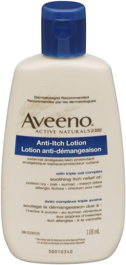 Aveeno Anti- Itch Terkonsentrasi Lotion dengan Calamine dan Oat, Skin Protectant untuk Penangguhan Cepat dari Poison Ivy, Insect Bites, Chick Pox, dan Allergic Itches, 4 fs. oz