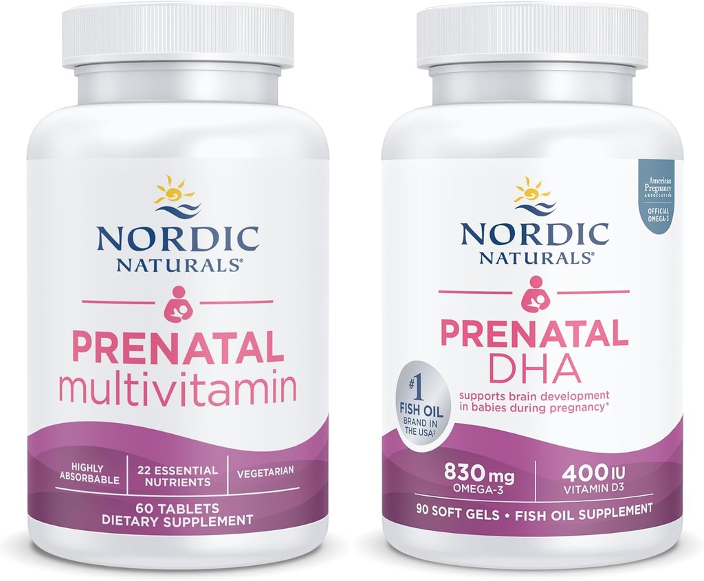 Nordic Nacials New Mom Bundle - Prenatal Multivitamin Tablet, Prenatal DHA