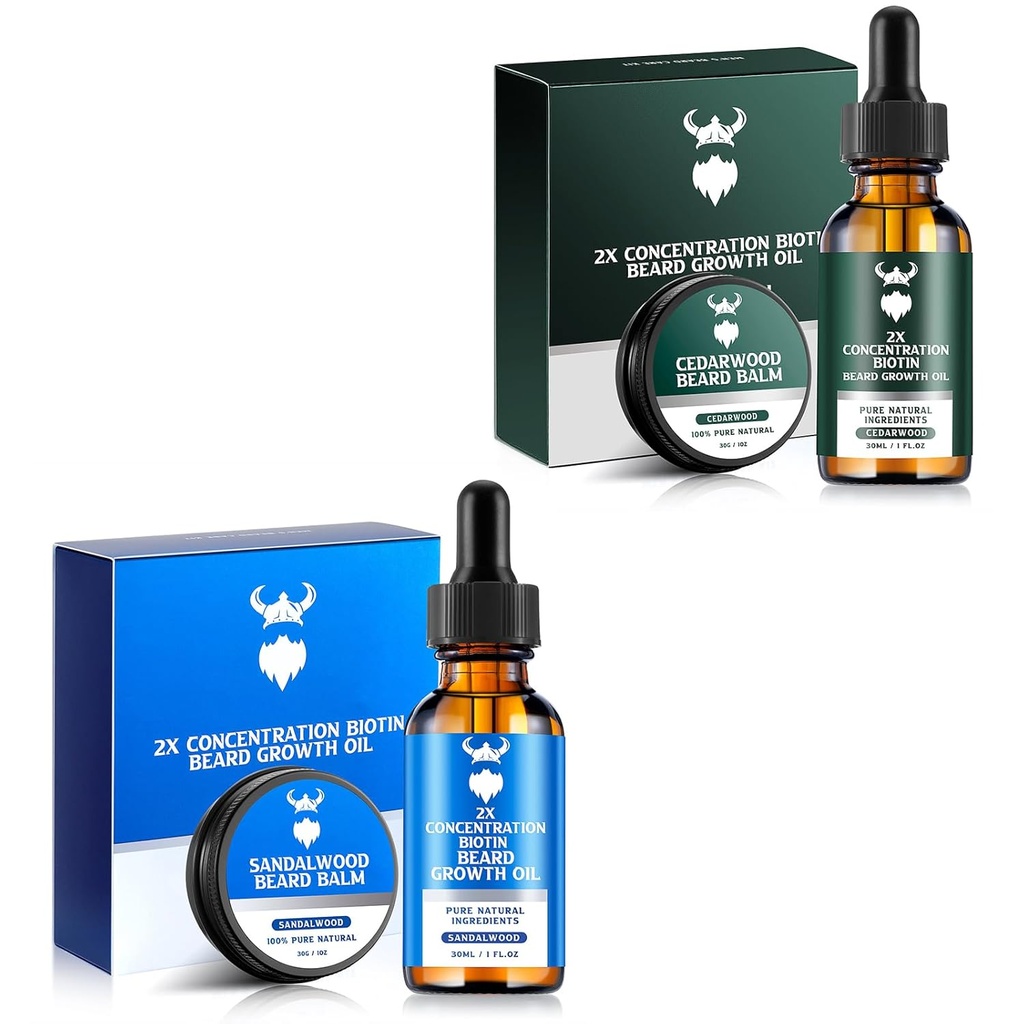 Sandalwood Growth Oil dengan 2X concentration Biotin untuk Pria dan Cedarwood Beard Growth Oil dengan Biotin konsentrasi 2X untuk Pria Natural Ingrediens & Thickens Factual Growth