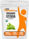 BulkSuplements.com Organic Stepsia Powder - Pure Sweetener, Sourced from Stevia Leaves, Herbal Suplemen - Vegan & Gluten Free, 500mg per Serving, 250g (8.8 oz) (Paket 1)