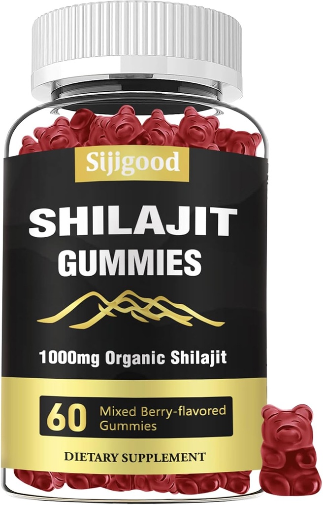 Gumi Shilajit dengan 85 + Trace Mineral Suplemen, Shilajit untuk Pria & Perempuan - 60 Mixed Berry Flavored Gummies