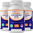 Vitamin 3 Pack Acid Hyaluronic Suplemen 200mg - Supports Healthy Connective Tissules and Joints - Progress Youthful Healthy Skin - Total 360 Ctsules