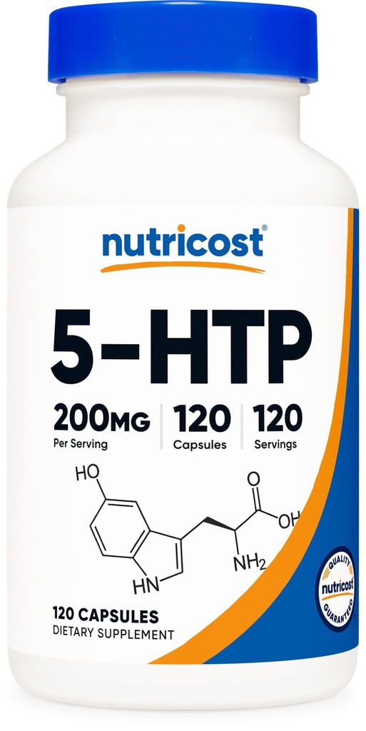 Nutricost 5- HTP 200mg, 120 Vegetarian Capsules (5- Hydroxyptophan) - Non-GMO & Gluten Free