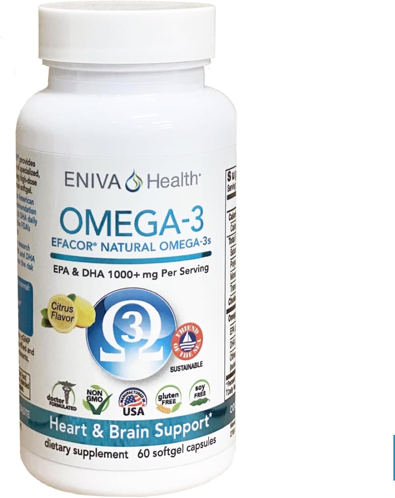 Eniva Omega- 3 Fish Oil High EPA / DHA Premium Fish Oil Daily Suplemen (60 caps)
