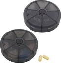 Portable Weekly Pill Organizer 7 Day Pill Container, Round Pill Case Friend, Daily Week Pil Reminder Case, BPA- Free Vitamin, Suplemen, Fish Oil, Medication Planner (Black)