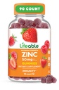 Lifeable Zinc Gummies 124; 50mg 124; Great Tasting Natural Flavor Zinc Vitamin 124; Gluten Free, Vegetarian, GMO-Free Zinc Chewable 124; untuk Imune Dupport 124; 90 Gumies