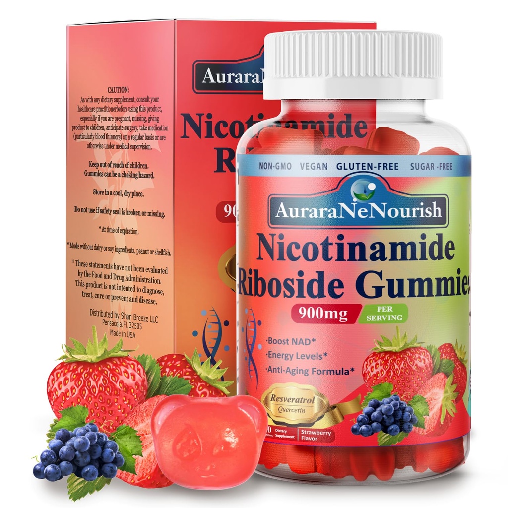 NAD Tambahan Gummies Sugar- Free, NAD Nicotinamide Riboside Resveratrol 900mg w.