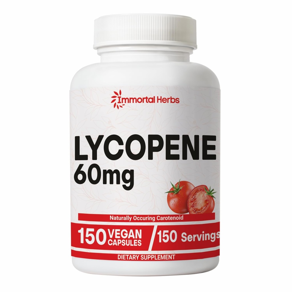 Tambahan Lycopene untuk Men 60mg, 150 Capsules, Natural Tomato Extract Powder untuk Skin, Heart & Imune Dukungan, 100% Veg Lycopene Complex, Non-GMO dan Gluten Free Carotenoid Suplemen