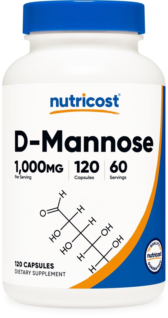 Nutricost D-Mannose 1000mg Per Serving, 120 Capsules - 500mg Per Capsule, Urinary Trakte Health, Non-GMO dan Gluten Free