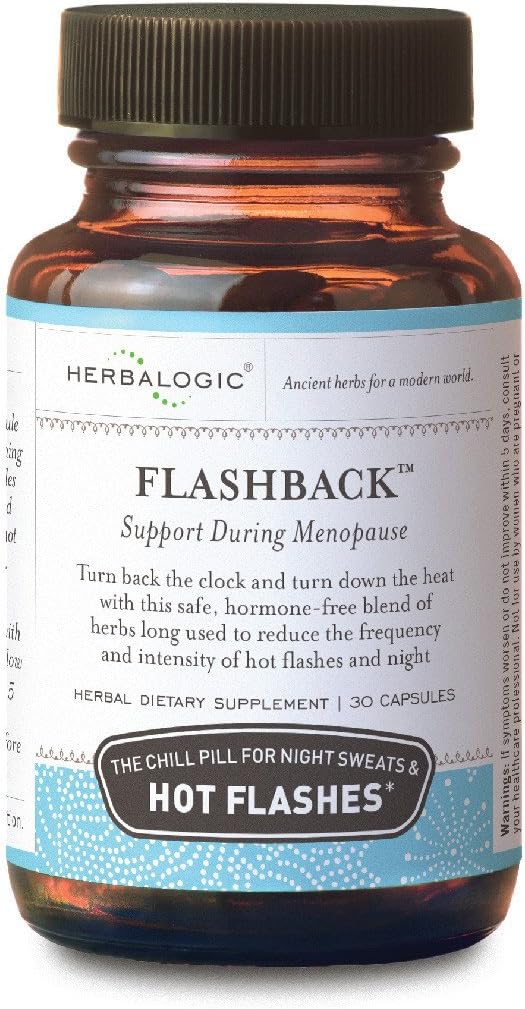 Herbalogic - Flashback Herb Kapsul - Bantuan Alam untuk Menopausasal Hot Flashes, Night Sweats, Sleeplessness, Irritability & Mood Swings - 30 Cap Count