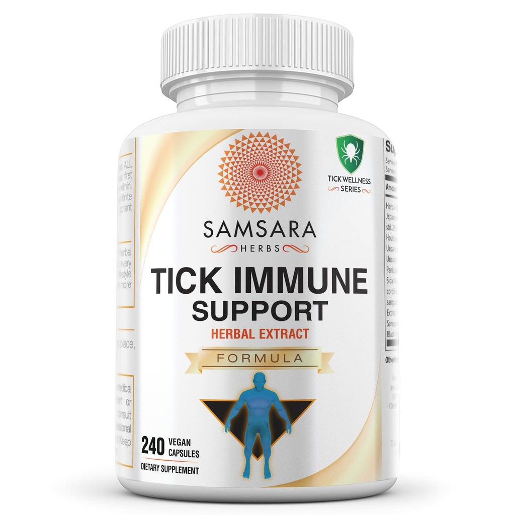 Samsara Herbs Tick Immune Dukung - Jepang Knotweed, cakar Kucing, Andrographis, Cryptolepis, Sarsaparilla, Resveratrol, Tick Bite Dukung 240 Capsules