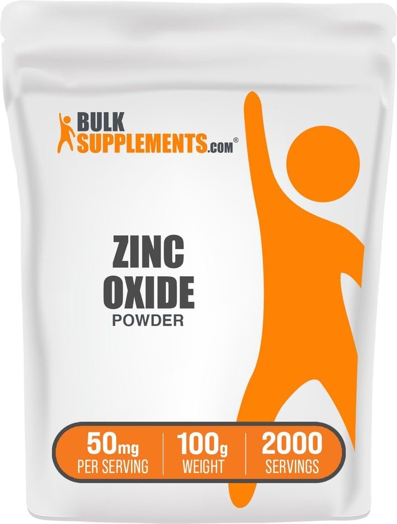 Suplemen BickSuplements.com Zinc Oxide - Suplemen Zinc Oxide, Suplemen Mineral untuk Dukungan Imune - Gluten Bebas, 50mg per Serving, 250g (8.8 oz) (Paket 1)