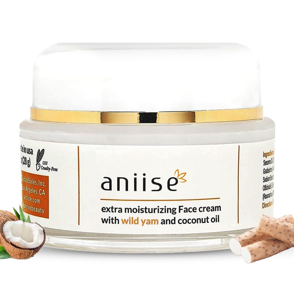 Wild Yam Extra Moisturizing Face Cream with Coconut Oil - Wild Yam Cream for Menopause & Menstrual Relief