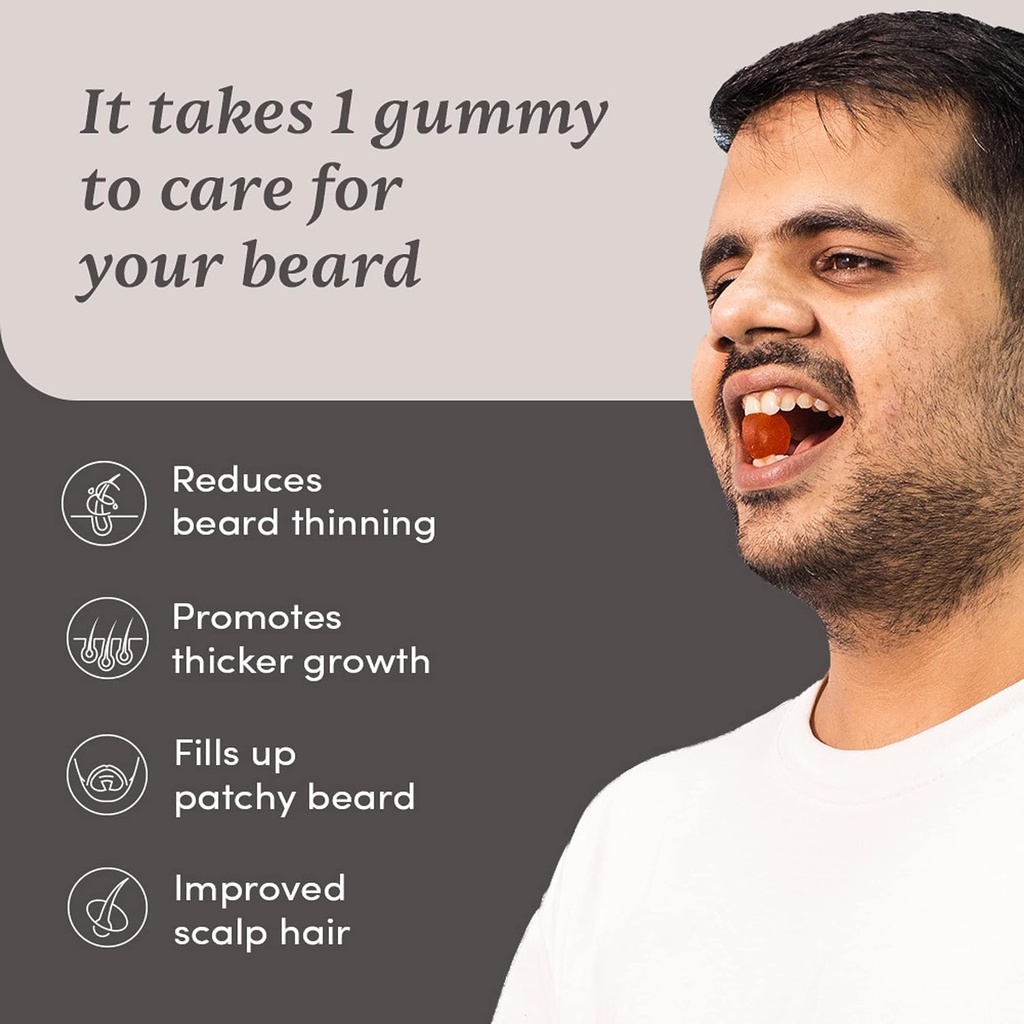 Gummies untuk Pria 2.4; 30 Hari Kemas: 124; Thicken Beard, Stimulate Beard Follicles & Imiprove Beard Density 124; Biotin, D-aspartic Accid & Creative 124; Glatin- Free, 100% Vegan